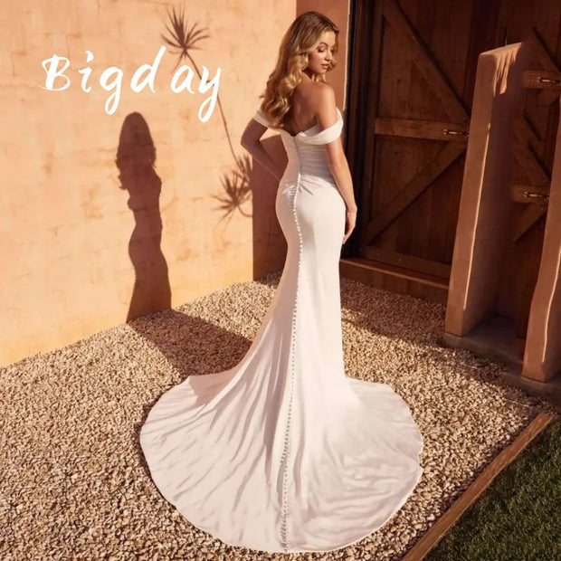 Elegant Mermaid Wedding Dresses Women Slit Open Back Sweetheart Off The Shoulder Bridal Gown Train Vestidos De Novia Customized