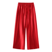 Satin Wide Leg Pants Long Floor Casual Pants Women's Summer