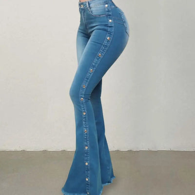 Stylish Flare Jeans  Control Tummy Skin-Touch Skinny Flare Jeans  Women Wide Leg Flare Denim Trousers