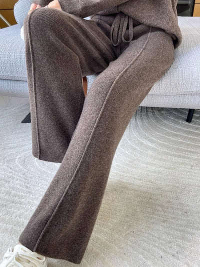 2024 High-end Cashmere Temperament Wide-leg Pants Women's High Waist 100 Pure Wool Pants Loose Casual Straight Outer Trousers