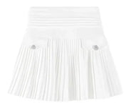 Summer White Pleated Skirts Sexy Casual Slim College Women High Waist Mini Metal Letter D Ontwerp A-lijn Korean Fashion Style