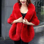 White Fur Shawl Jacket Women's 2025Autumn Winter New Faux Mink Fox Fur Dress Cheongsam Cloak Coats Thicken Warm Short Outwear