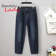 XL-6XL Large Size Jeans Women High Waisted Baggy Jeans Woman Loose Denim Harem Pants Mom Jeans Spring Women Clothing