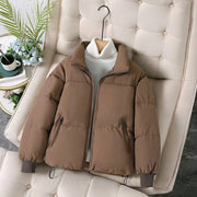 Winter Women Parkas Stand Collar Neck Zipper Closure Coat Long Sleeves Windproof Heat Retention Padded Down Coat