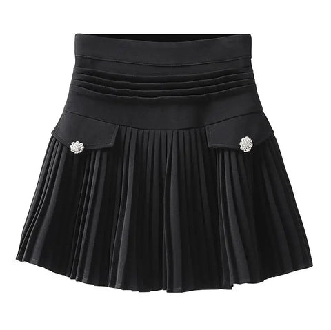 Summer White Pleated Skirts Sexy Casual Slim College Women High Waist Mini Metal Letter D Ontwerp A-lijn Korean Fashion Style