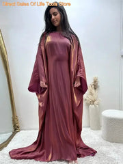 Ramadan Summer Batwing Sleeve Satin Butterfly Abaya Islam Muslim Maxi Dress Kebaya Women Kaftan Robe Musulmane Femme Vestidos