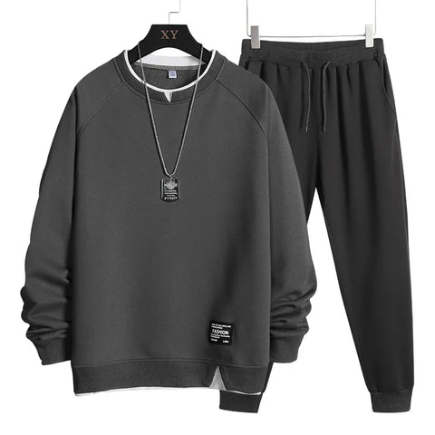 2023 Spring and Autumn Sports Casual Loose Large Sweater Set Autumn and Winter Men's Handsome Two Piece Set