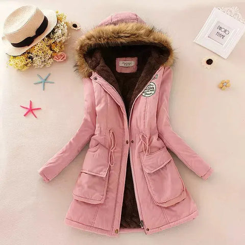 2024 New Autumn Winter Women Cotton Jacket Padded Casual Slim Coat Emboridery Hooded Parkas Wadded Warm Overcoat