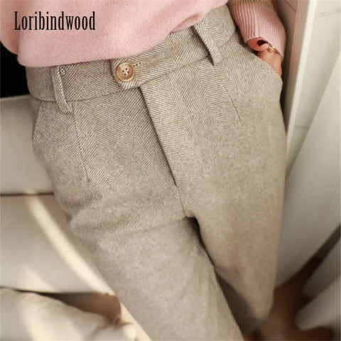 Woolen Pants Women's Harem Pencil Pants 2023