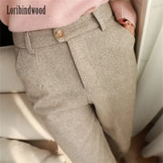 Woolen Pants Women's Harem Pencil Pants 2023 Autumn Winter High Waisted Casual Suit Pants Office Lady Women Trousers