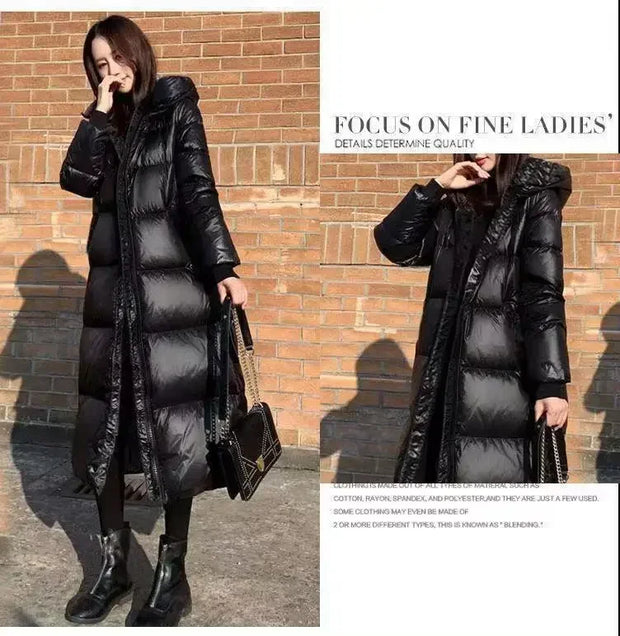 Winter Black Women Hooded Parkas X-long Jackets Casual Thick Warm Windproof Coat Female Outwear Streetwear Oversize 4XL