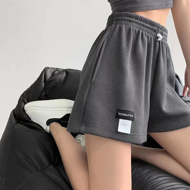 Women Shorts Summer Elastic Lace Up Drawstring Sweat Short Sport Underpanties Girl Straight Leg Pants Female Underware Panties