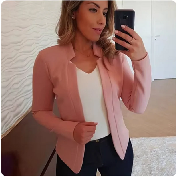 Cardigan Solid Color Long Sleeved Women's Elegant Suit Jacket Daily Office Fashion Street Autumn Slim Fit Top