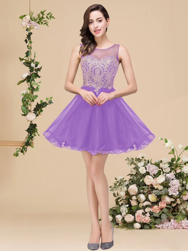 Women Short Homecoming Dress Lace Top Corset Back Fully Lined With Bra Sleeveless And Tulle Mini Cocktail Party Skirt