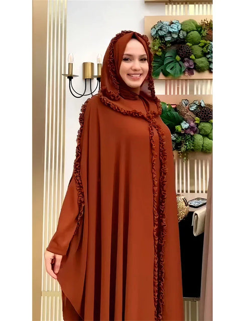 Ramadan Chiffon Muslim 2 Piece Khimar Abaya Set Islam Hijab Dress African Dresses For Women Kebaya Robe Femme Musulmane Kaftan