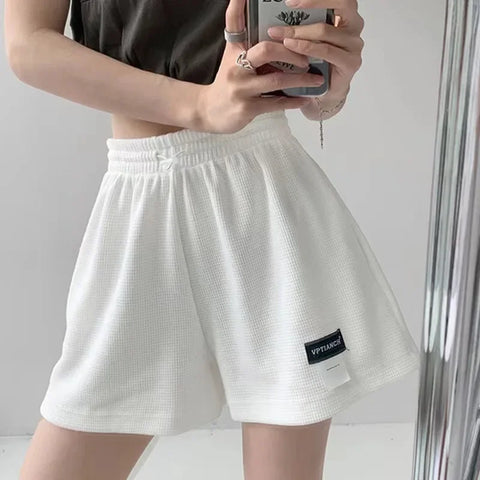 Women Shorts Summer Elastic Lace Up Drawstring Sweat Short Sport Underpanties Girl Straight Leg Pants Female Underware Panties