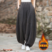 Elegant Women's Cotton Linen Baggy Cargo Pants Vintage Elastic Waist Yoga Trousers Loose Casual Long Wide Leg Oversize Clothes