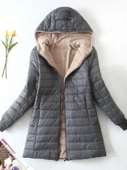 Women's Jacket Winter New Mid Length Korean Edition Hooded Fit Plus Fleece Cotton Coat Warm Lamb Fleece Parkas Winter Jackets