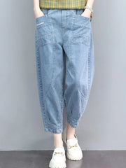 Korean Fashion Baggy Harem Jeans Women Casual Elastic High Waist Ankle Length Denim Pants Vintage Loose Oversize 90kg Vaqueros