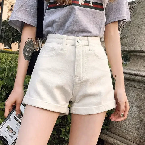 Shorts Women Black Gray Denim Shorts For Women Summer High Waist  Loose Ropa Mujer